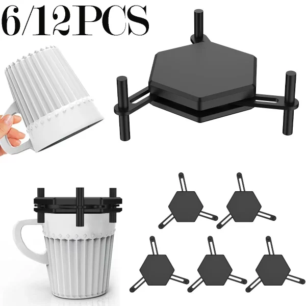 6/12Pcs 컵 홀더 조정 가능한 쌓을 수있는 커피 머그잔 주최자 공간 보호기 주방 찬장 Drinkware 컵 보관함