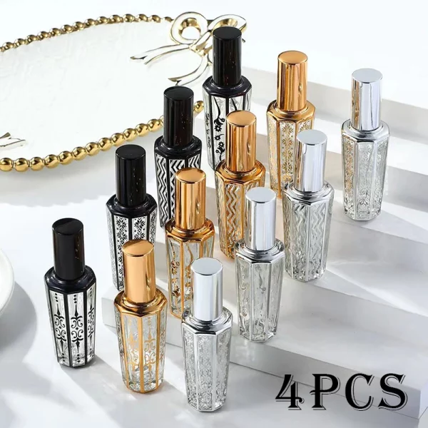 4pcs 15ml 향수병 휴대용 유리 리필 스프레이 병 샘플 빈 용기 여행 향수병