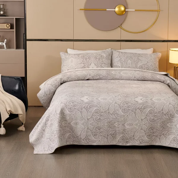 3PCS 인쇄 면화 이불 세트 경량 여름 침대보 - 퀸 사이즈 페이즐리 닫기 누비 이불 침대용 담요