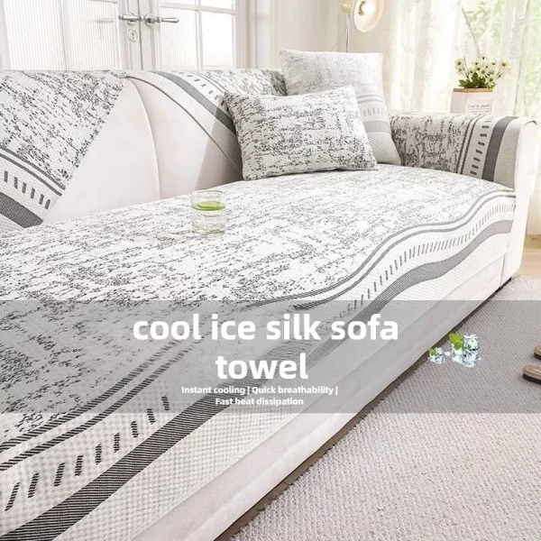 1/2/3 인승 여름용 통기성 얼음 실크 소파 매트 미끄럼 방지 냉각 시트 쿠션 범용 단면 소파 슬립 커버 쇼파 패드