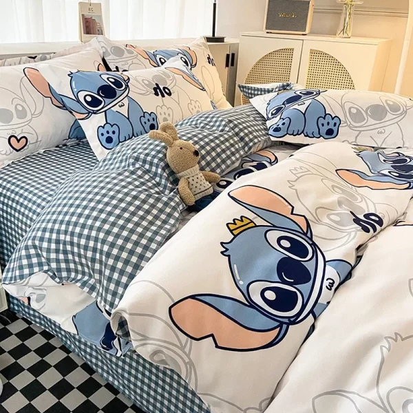스티치 만화 3/4피스 침구 세트, 양면 디자인, 곰돌이, 토이 스토리 로소, 미키 마우스 만화 패턴