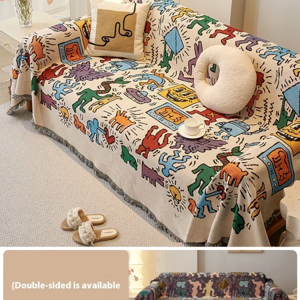 소파 쿠션 천 양면 소파 커버, 두꺼운 미끄럼 방지 소파 커버, 풀 커버 무릎 담요 커버, 소파 담요