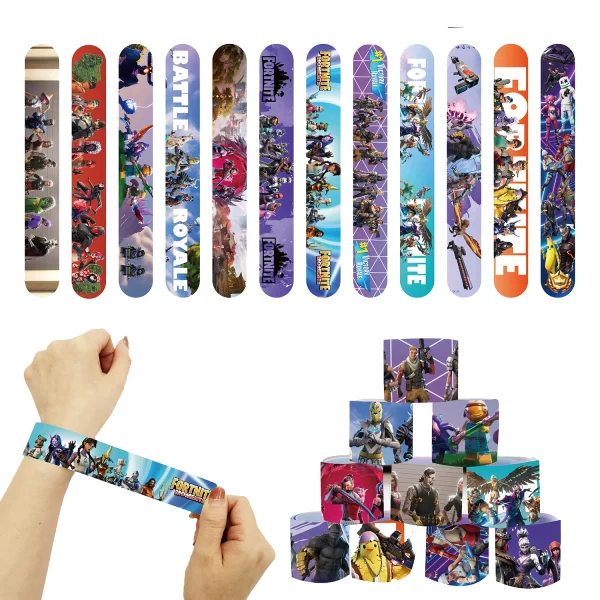 12/24/36pcs 슈팅 게임 Fortnition 슬랩 팔찌 파티는 어린이를위한 선물을 선호합니다 Goodie Bag 필러 파티 용품 장식