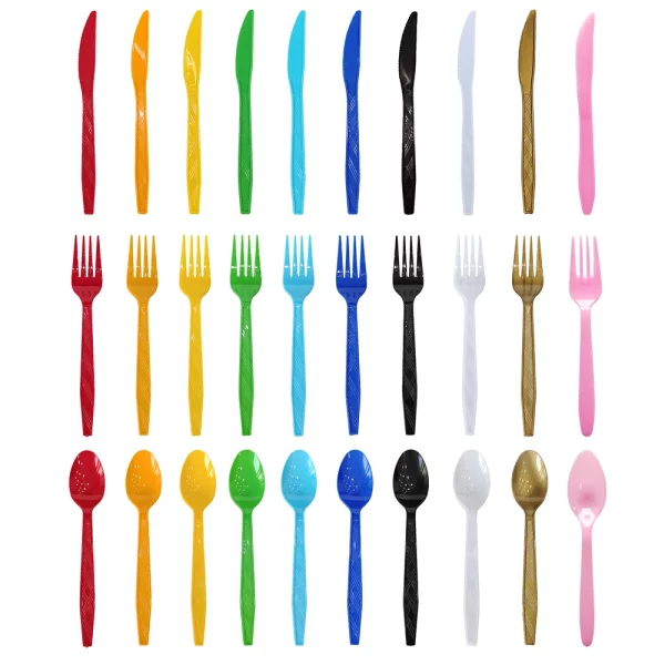 일회용 칼 포크 스푼 칼 붙이 세트 핑크 블루 일회용 식기 생일 파티 장식 웨딩 베이비 샤워 용품
