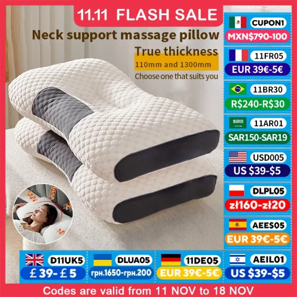 새로운 목 베개는 수면을 돕고 목을 보호합니다 자궁 경부 정형 가정용 콩 섬유 마사지 스파 베개 수면 용