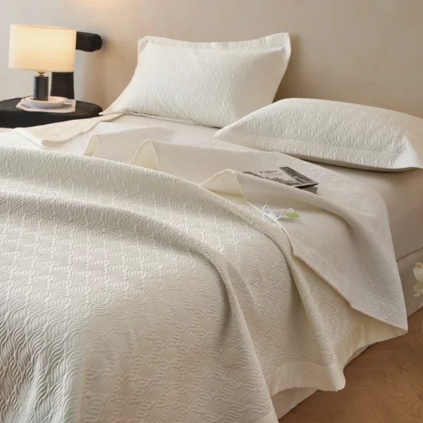 냉감 텐셀 리오셀 퀼트 침대보 세트 3종 - 가벼운 여름 침대 커버, 단색 킹/퀸 사이즈 홈 침구 블랭킷