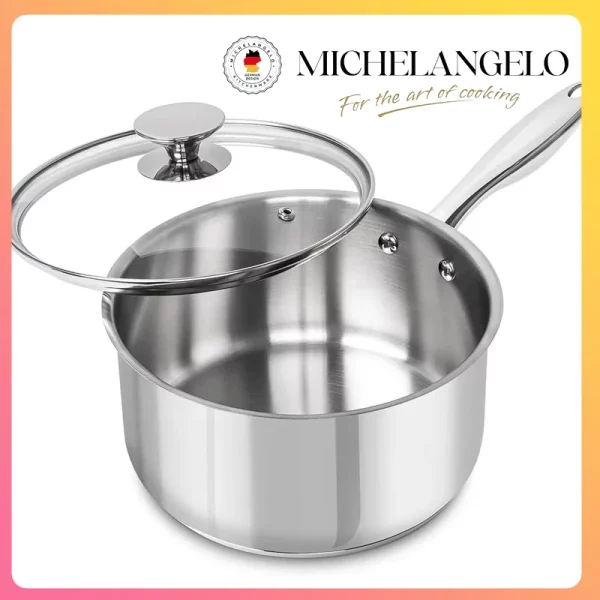 MICHELANGELO 3QT 뚜껑이 있는 소스팬 스테인레스 스틸 수프 냄비 붙지 않는 소스팬 두꺼운 바닥 요리 냄비 유도 호환 가능