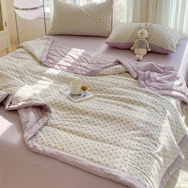 니트 코튼 더블 거즈 여름 이불 울트라 소프트 통기성 냉각 담요 기계 빨 수있는 에어컨 이불