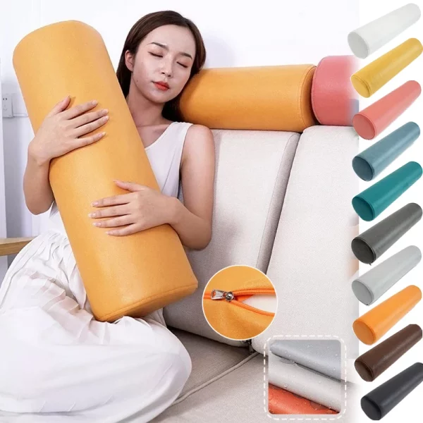 1PC 원통형 베개 솔리드 컬러 기술 패브릭 소재 마이크로 방수 목 뒤 무릎 지원 긴 바디 쿠션 커버 쿠션