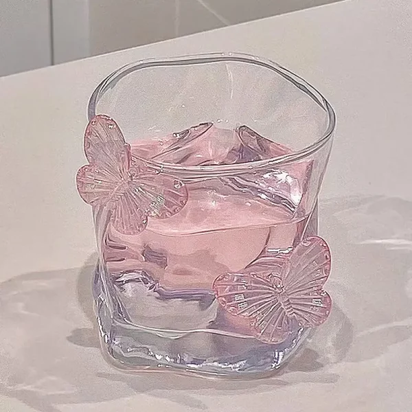 나비 투명 트위스트 유리, 하이 뷰티 물컵, 맥주 유리, 가정용 주스 위스키 안경, 차가운 음료 유리 제품