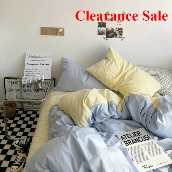 패션 스타일 침구 세트 트윈 전체 퀸 사이즈 이불 커버 세트 성인 어린이 간단한 한국어 침대 플랫 시트 Pillowcases