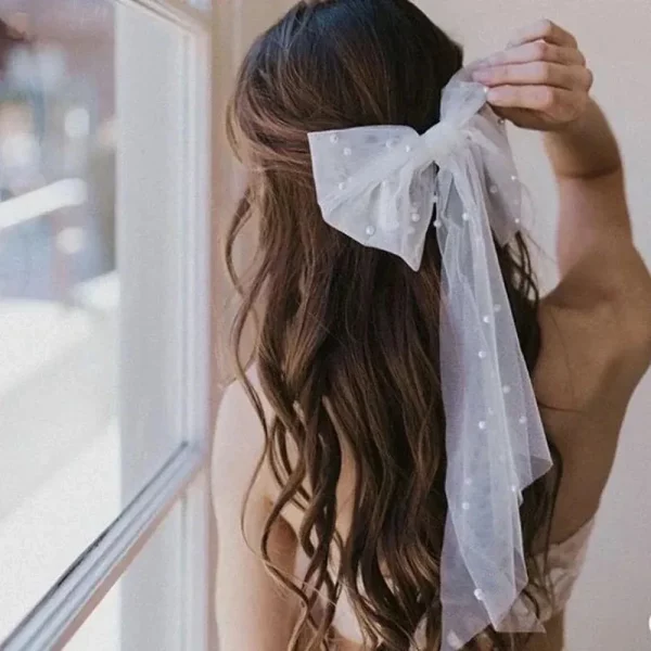 진주 파란색 나비 매듭 신부 베일 여성 결혼 결혼식 액세서리