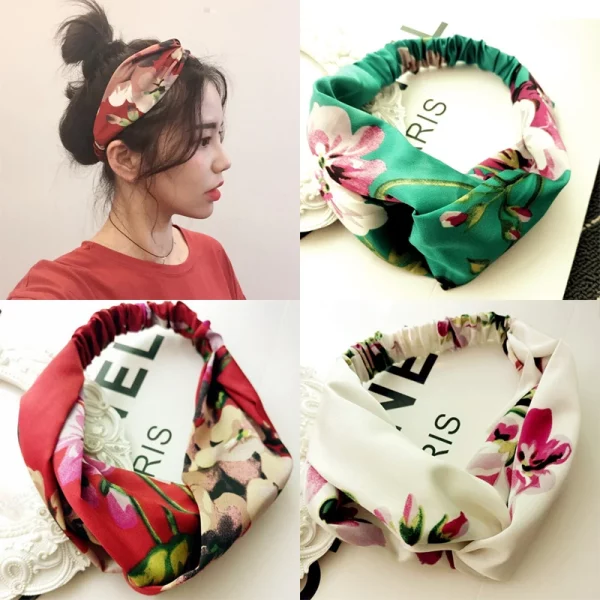 여자 여자 여름 보헤미안 헤어 밴드 인쇄 머리띠 레트로 크로스 터번 붕대 Bandanas HairBands 헤어 액세서리 Headwrap