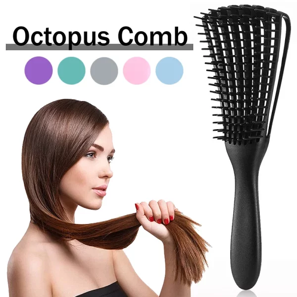 1pcs 문어 헤어 브러시 Detangling 8 발톱 빗 두피 마사지 빗 정전기 방지 중공 얽힌 헤어 브러시 헤어 스타일링 도구