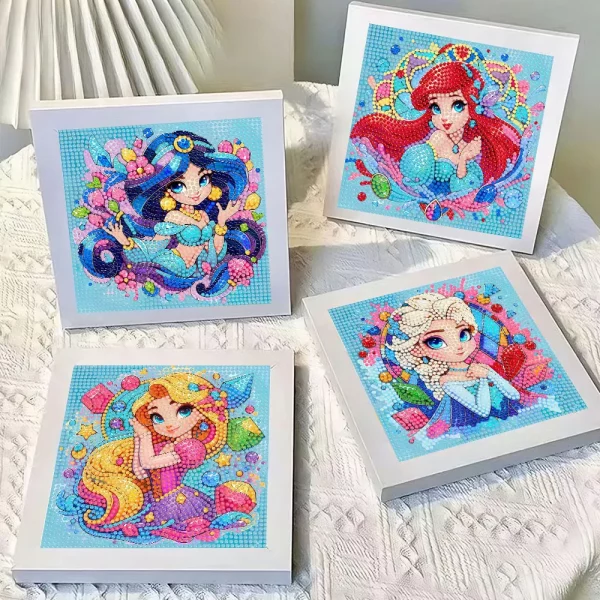 디즈니 다이아몬드 페인팅 새로운 2025 공주 엘사 Repunzel 전체 다이아몬드 모자이크 아트 5D DIY 크로스 스티치 키트 프레임과 홈 장식