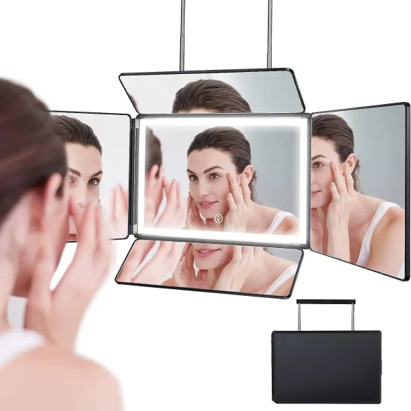 5 방향 거울, 셀프 헤어 커팅용 이발사 거울, 남성용 360 ° 면도 거울, 브레이딩용 높이 조절 메이크업 거울