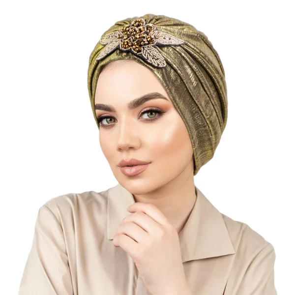 새로운 여성 라인 석 꽃 Pleated Turban 모자 민족 인도 모자 빈티지 미끄럼 방지 머리 밴드 Chemo 모자 Beanies 헤어 액세서리