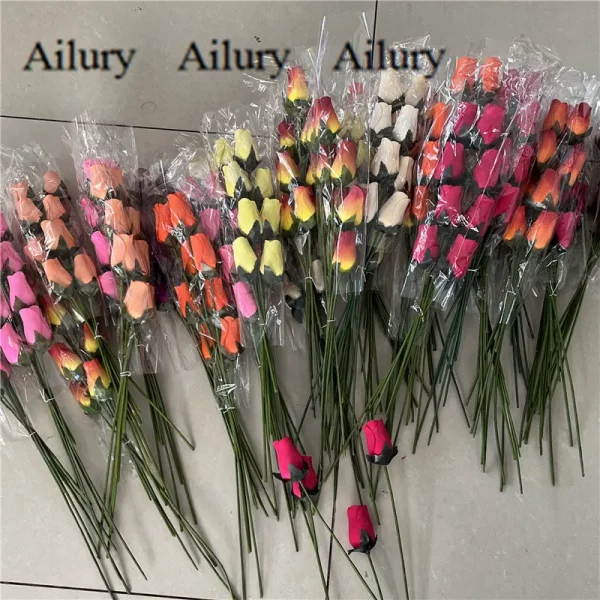 2.5cm 직경 꽃 나무 장미 스파이크, 플로리스트 꽃다발 공예, 혼합 색상, 작은 선물, 파티 용품 장식, 160 개