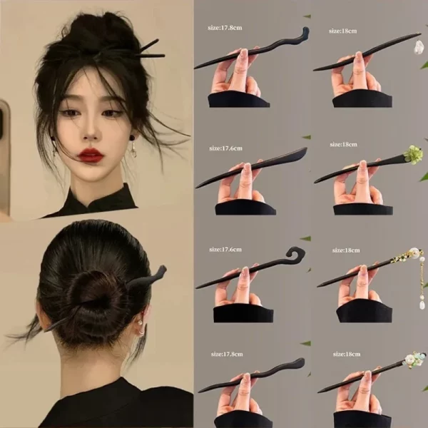 여성용 중국 샌달우드 머리핀, 고대 스타일 라이트 럭셔리 나무 디스크 머리핀, 심플 모던 머리핀, 신제품