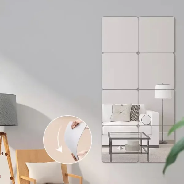 3D 거울 벽 스티커 자기 접착 거울 스티커 두꺼운 2mm 유연한 DIY 아트 아크릴 거울 거실 장식