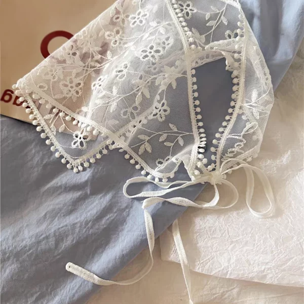 1 Pcs 1950 년대 레트로 레이스 스카프 삼각형 목 스카프 수 놓은 레이스 랩 헤어 랩, 여자를위한 꽃 크로 셰 뜨개질 머리 Bandanas 여자