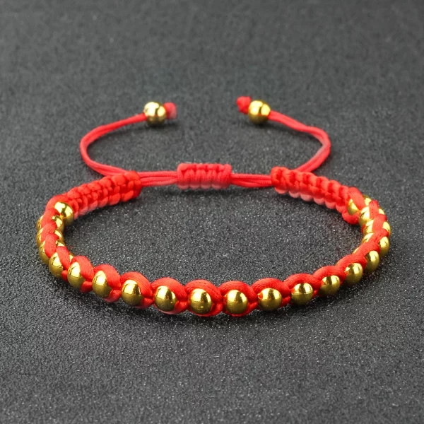 럭키 스레드 브레이드 팔찌, 구리 비즈 뱅글, 수제 조정 가능한 펄세라, 여성 남성 우정 패션 쥬얼리 선물