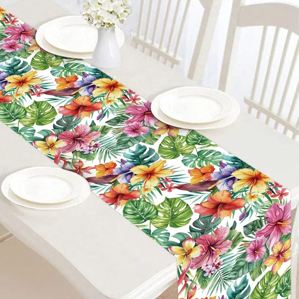 여름 하와이 꽃 테이블 러너 플라밍고 생일 파티 장식 어린이 알로하 하와이 열대 파티 용품 식탁 장식