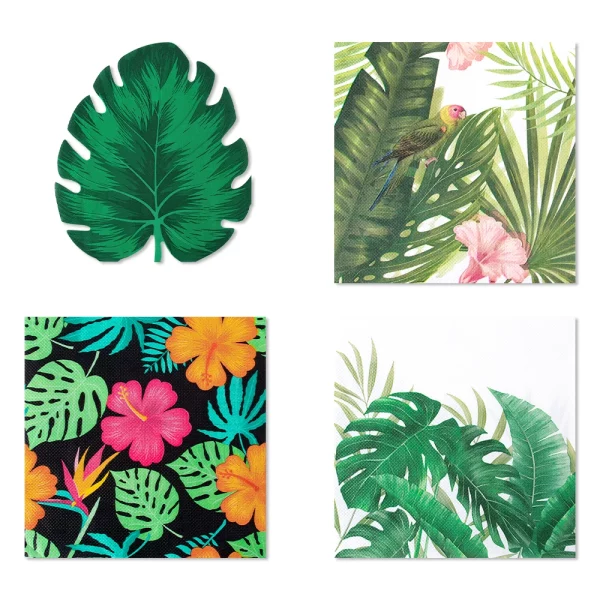 20pcs 하와이 파티 팜 잎 히비스커스 꽃 열대 여름 해변 풀 파티 테이블 장식에 대 한 일회용 종이 냅킨