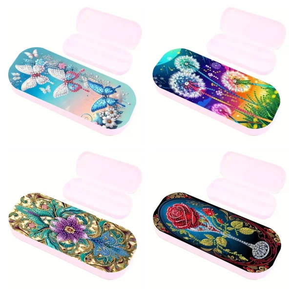 1 DIY5D 크리스탈 공예 다이아몬드 페인팅 세트, 아플리케 다이아몬드 자수로 꽃무늬 장식, 문구 상자