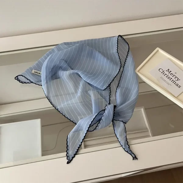 Neckerchief 달콤한 폴카 도트 머리띠 터번 한국어 신선한 작은 스카프 줄무늬 얇은 삼각형 헤어 밴드 휴가