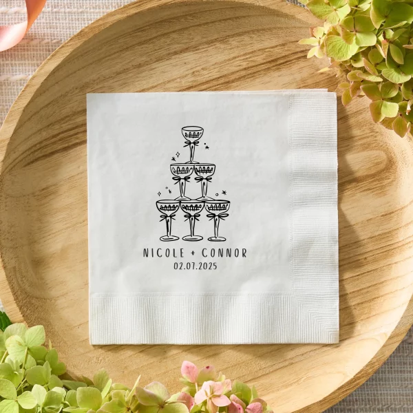 50pcs 결혼식을위한 개인화 된 칵테일 냅킨 사용자 정의 인쇄 된 사진 냅킨 웨딩 장식 생일 파티 저녁 식사 냅킨