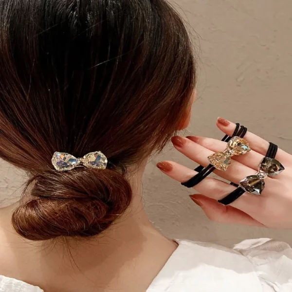 1PC 라인 석 리본 머리띠 높은 가치 간단한 베개 머리 리본 헤어 로프 넥타이 포니 테일 헤어 서클 모자를 쓰고 있죠