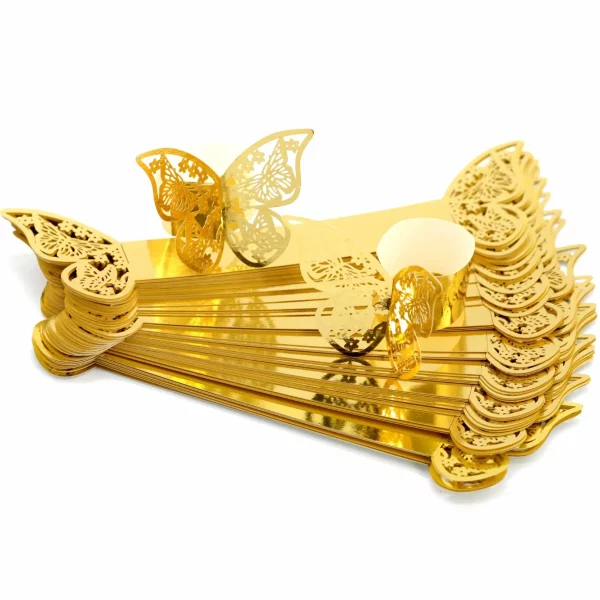 50 개/대 나비 스타일 레이저 컷 종이 냅킨 링 냅킨 홀더 호텔 결혼식 호의 테이블 장식