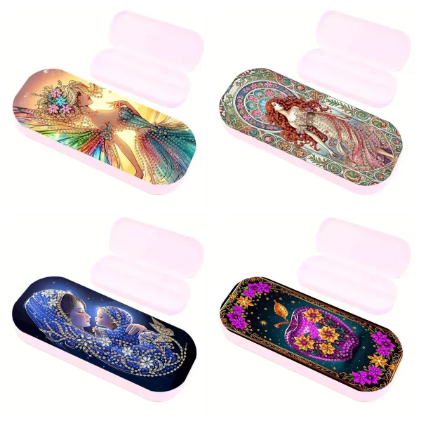 1 DIY 5D 크리스탈 공예 다이아몬드 페인팅 세트, 적용된 다이아몬드 자수 장식 문구 상자로 장식된 엘프 디자인