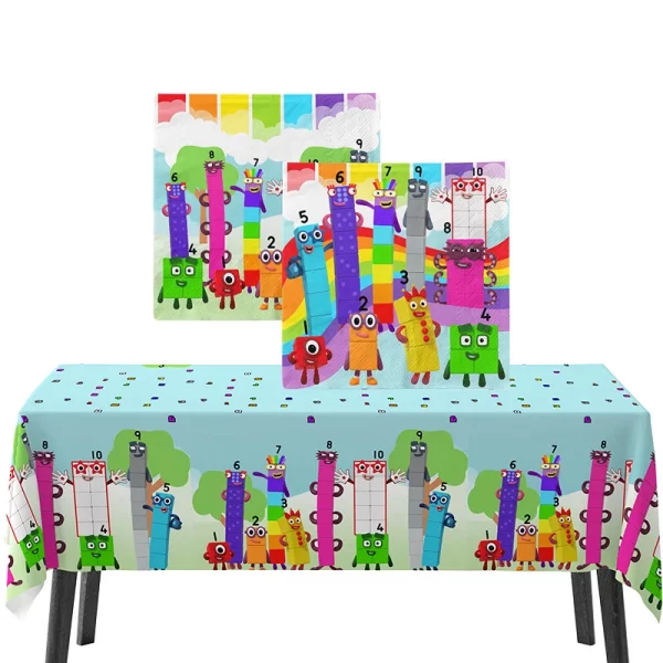 번호 빌딩 블록 테마 Decoupage 인쇄 냅킨 및 식탁보 종이 냅킨 크리스마스 웨딩 파티 식기 장식