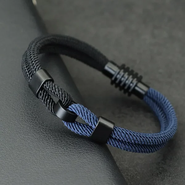 남자를위한 새로운 바이 컬러 스레드 팔찌 자석 버클 동심 매듭 해상 해양 문자열 Braslet 팔찌 우크라이나어 Braclet Joias