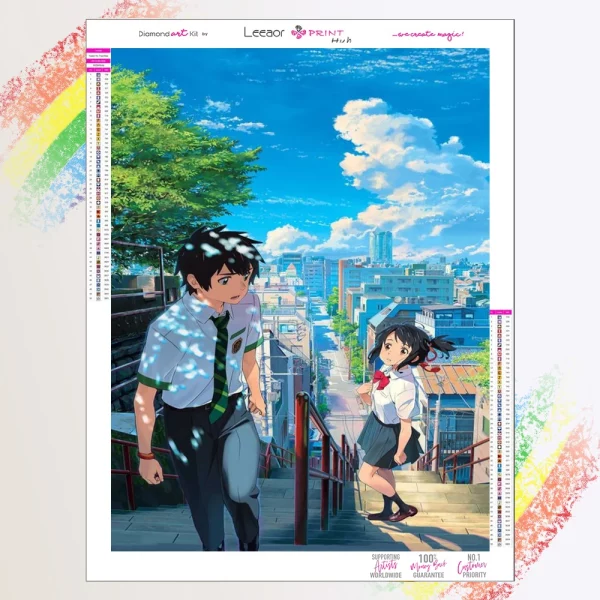 일본 애니메이션 다이아몬드 그림 귀하의 이름 라인 석 모자이크 크로스 스티치 키트 만화 자수 벽 스티커 홈 장식 선물