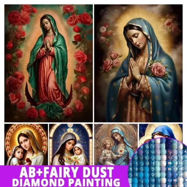 요정 먼지 AB 다이아몬드 그림 성모 마리아기도 Diy 전체 모자이크 크로스 스티치 예술 자수 종교 벽 장식