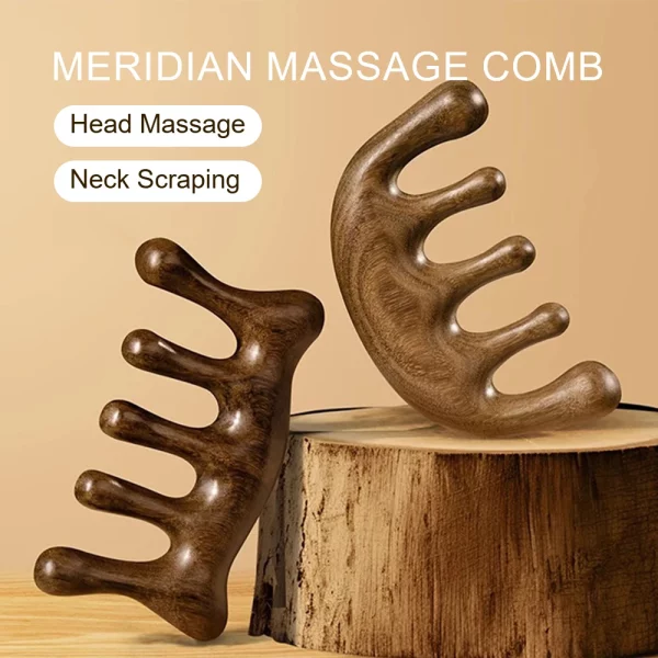 1pc 나무 두피 마사지 샌들우드 와이드 치아 빗 나무 마사지 빗 & 샌들우드 빗 고급스러운 헤어 케어