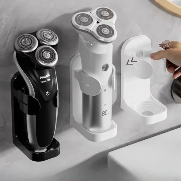 자체 접착식 욕실 정리함 랙 남성용 손질 도구용 벽걸이형 면도기 및 칫솔 홀더 - 드릴 후크 선반 없음