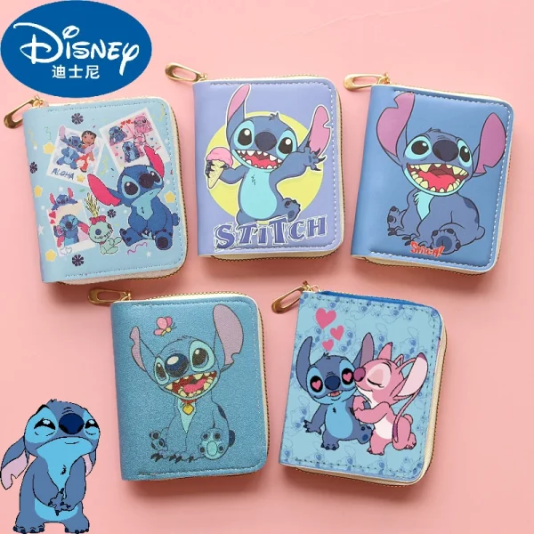디즈니 애니메이션 스티치 지갑 카와이 어린이 릴로와 스티치 동전 지갑 생일 선물 만화 카드 가방 소녀 선물