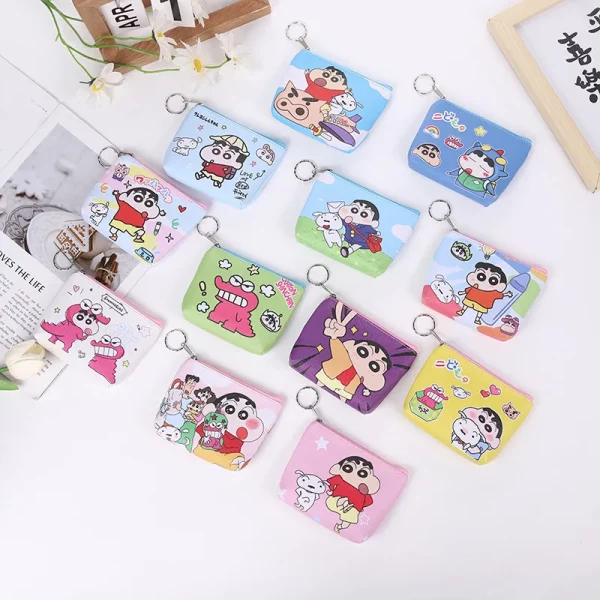 New Cute Crayon Shin chan Children's Cartoon Bag Pocket Wallet Simple Male and Female Student Pocket Wallet Storage Bag