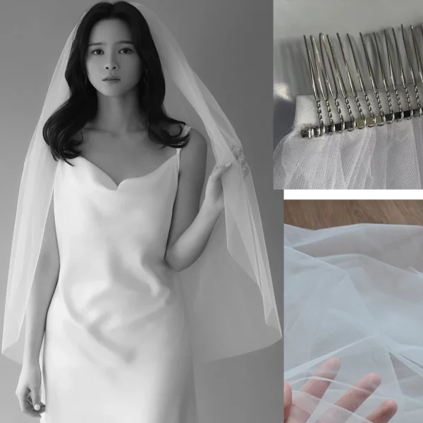 짧은 Tulle 웨딩 베일 신부 웨딩 액세서리에 대한 빗 신부 베일과 한 레이어 90cm 길이 맞춤형