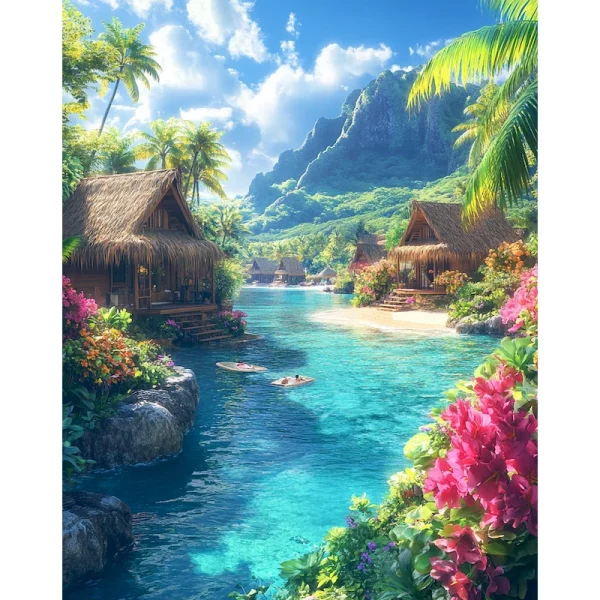 SDOYUNO 다이아몬드 페인팅 새로운 해변 키트 5D 다이아몬드 모자이크 전체 사각형 풍경 나무 라인 석 공예 키트의 라운드 사진