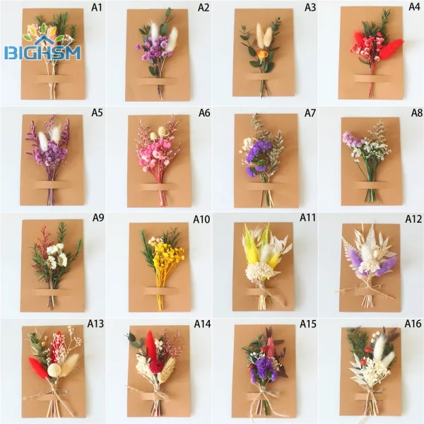 미니 자연 마른 꽃 꽃다발 신부 들러리 Boutonnieres 크리스마스 웨딩 장식 발렌타인 데이 DIY 꽃 재료
