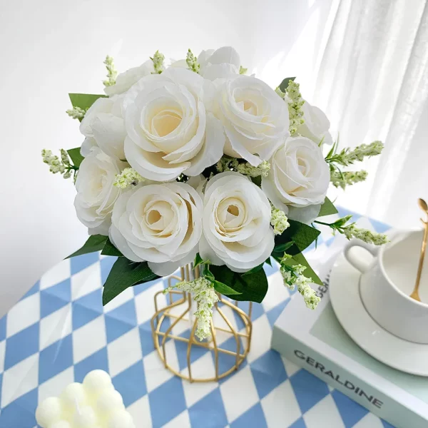 6 헤드 장미 꽃다발 인공 꽃 서양 장미 웨딩 장식 데이지 모란 가짜 꽃 인공 꽃