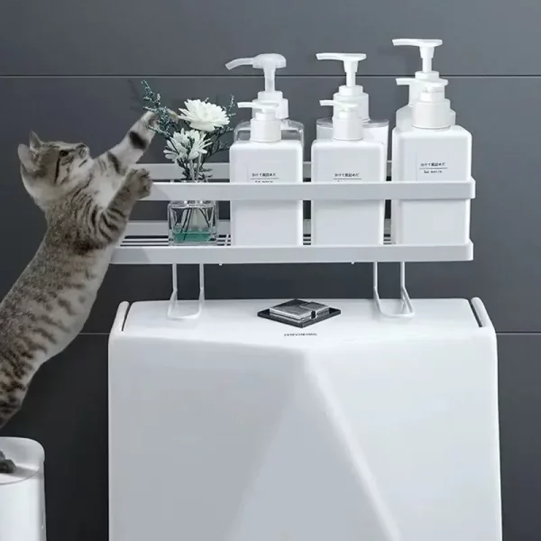 화장실 선반 위 화장실 보관함 1단 욕실 정리 선반, 다기능 종이 홀더 바구니 드릴링 공간 보호기 없음