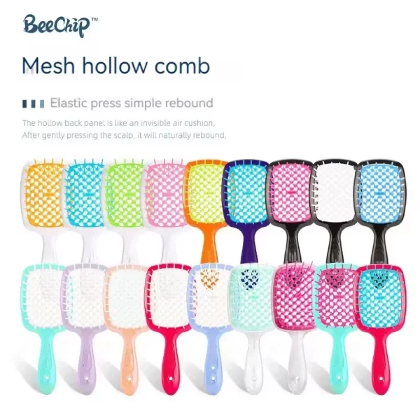 벌집 모양 커브드 컷아웃 헤어 브러시, 미용 헤어 스무딩, 스타일링 빗 및 두피 마사지에 사용