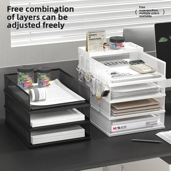 금속 쌓을 수 있는 종이 트레이, 금속 메쉬 데스크탑 주최자, 종이 분류기, 편지 트레이, 사무실용 파일 문서 보관 랙
