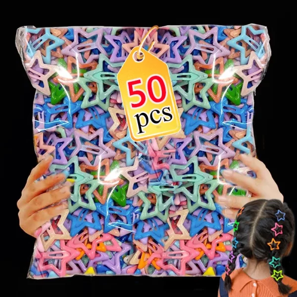 다채로운 Y2K 스타 BB 헤어 클립, 여자 귀여운 금속 스타 머리핀, 사이드 바레트, 사랑스러운 헤어 클립, 헤어 액세서리, 헤드웨어